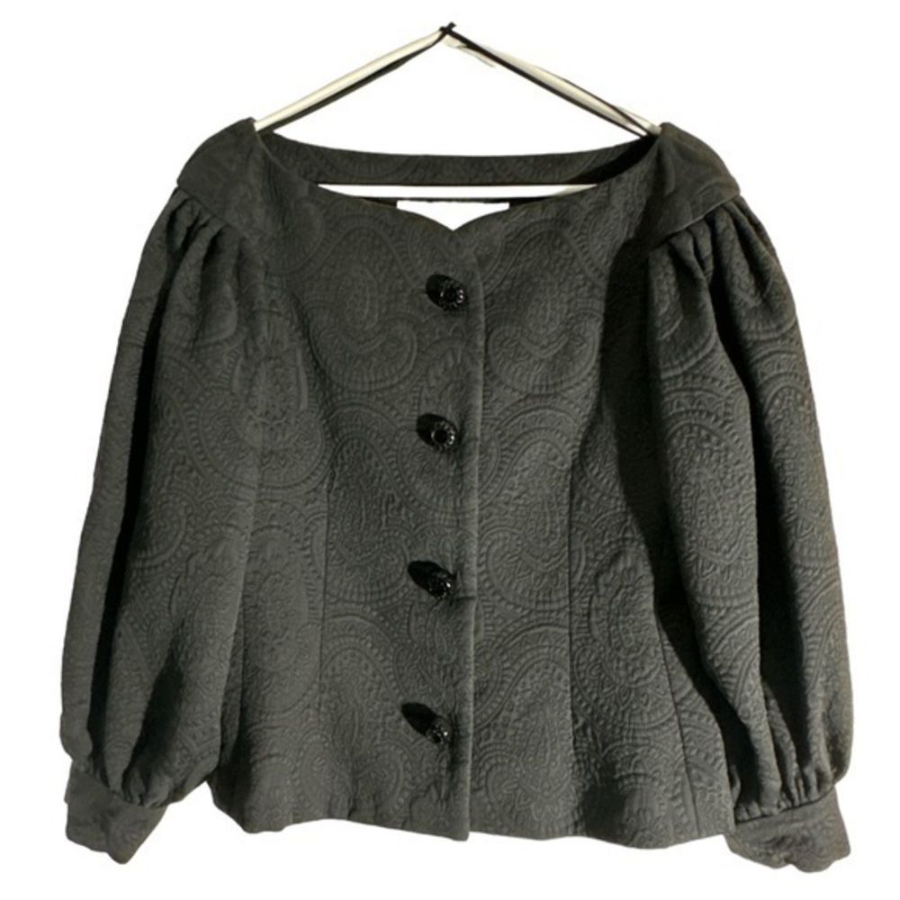 Carolyne Roehm Formal Black Designed Buttoned Jacket Stones Size 10 EUC #3505